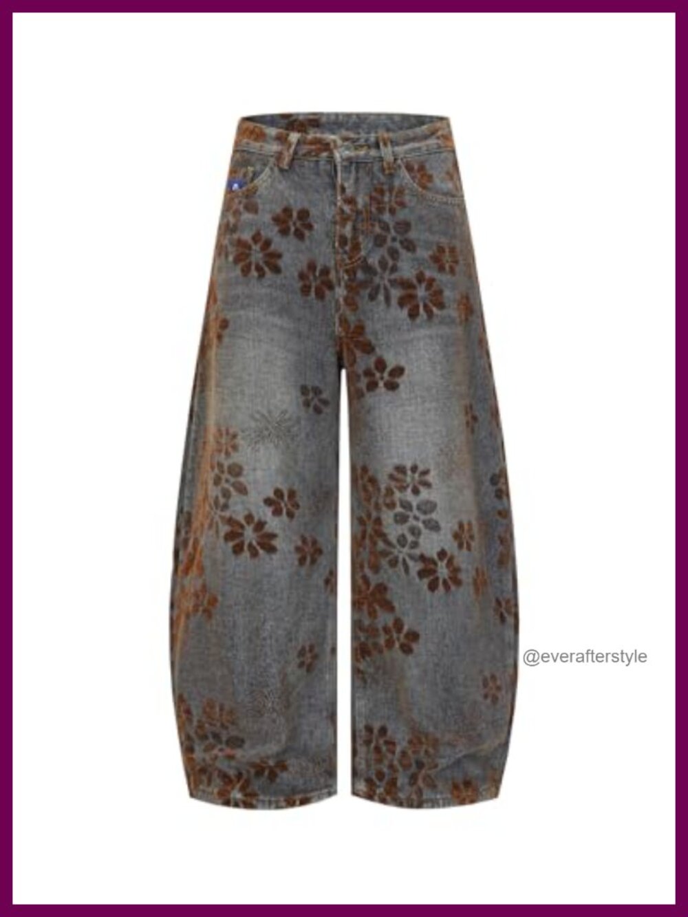 Aelfric Eden Floral Baggy Barrel Jeans Wide Leg High Rise Denim Pants